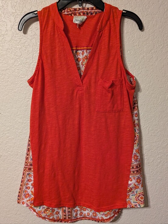 Anthropologie Tops - Porridge Orange & Floral Tile Patchwork Light Summer Sleeveless Top, Size XS